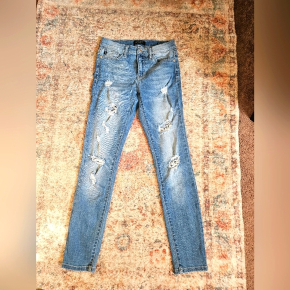 Judy Blue Distressed Blue Denim Jeans. Size 5/27 skinny - Picture 1 of 10